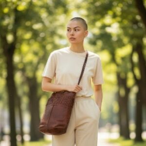 Vintage brown Leather Tote Bag Made in Italy the Bay crossbody bag